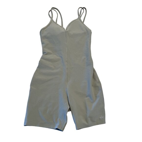ALO Yoga Alosoft Suns Out Green Strappy Onesie Romper...